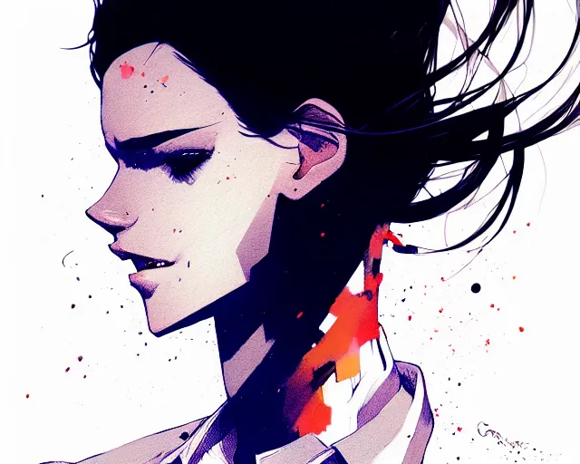 Image similar to a ultradetailed full body portrait of a woman dressed in a white shirt with a tie, by conrad roset, greg rutkowski and makoto shinkai trending on artstation