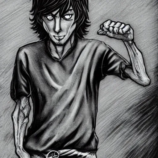 Prompt: Shaggy Rogers in a martial arts stance in the style of Jean Giraud trending on artstation deviantart Pinterest detailed realistic High Resolution HD 8k