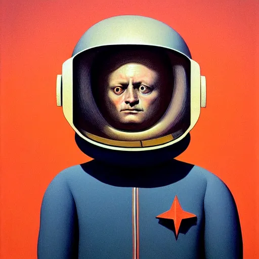 Image similar to Portrait of Napoleon wearing an astronaut helmet, Edward Hopper and James Gilleard, Zdzislaw Beksinski, Mark Ryden, Wolfgang Lettl highly detailed, hints of Yayoi Kasuma