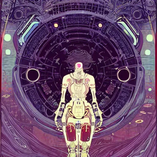 Image similar to Robot dreams by greg rutowski , victo ngai , alphonse mucha