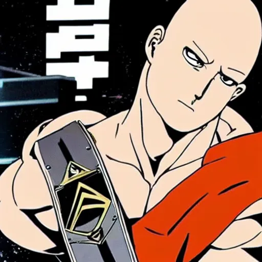 Prompt: Saitama lifting the WWE championship belt