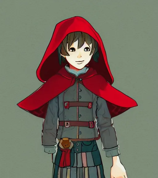 Prompt: attractive little boy character inspired in little red riding hood and kris from deltarune, digital artwork made by akihiko yoshida and makoto shinkai, anatomically correct, symmetrical