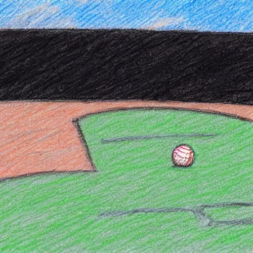 Image similar to deserted baseball before storm kid crayon drawing