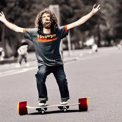 Prompt: Jesus riding a skateboard