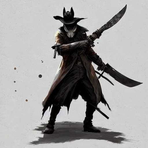 Prompt: pikachu as a hunter in bloodborne, wielding a machete and a blunderbuss, concept art, art by greg rutkowski, intricate, elegant, highly detailed, smooth, sharp focus, artstation