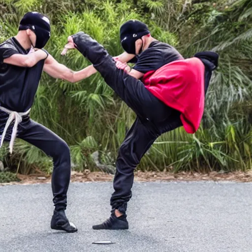 Image similar to photo of ninja fight in slow motion