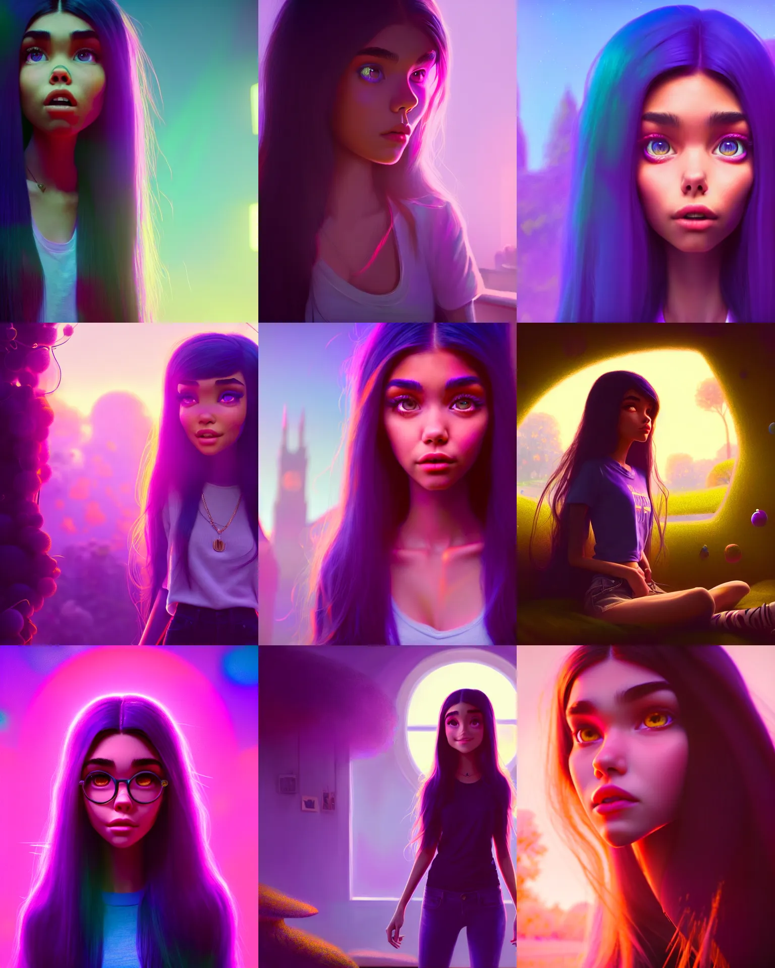 Prompt: a photo of madison beer : : college woman : : as psychedelics woman by pixar : : by greg rutkowski, wlop, rossdraws, unreal engine, sweaty 4 k, hdr, : :