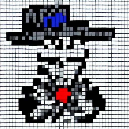 Prompt: A Wolf, wearing a monocle, wearing a top hat, pixel art