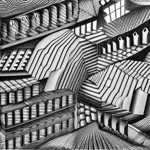 Image similar to Escher landscape