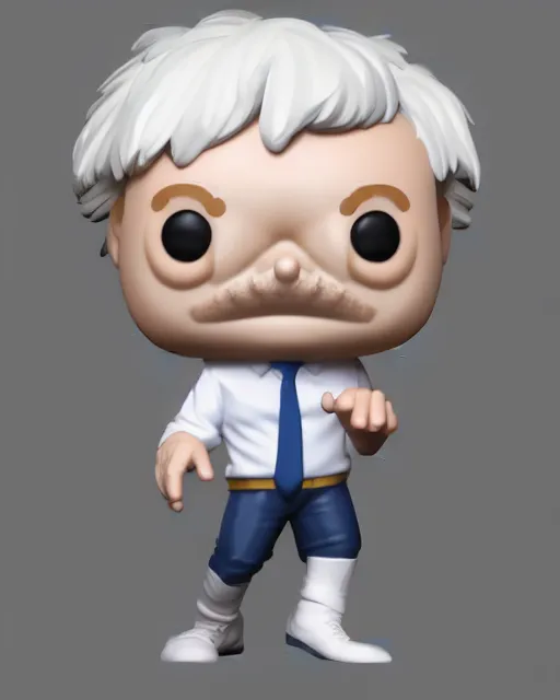 Image similar to funko pop, full body 3d render of boris johnson as a funko pop, studio lighting, white background, blender, trending on artstation, 8k, highly detailed