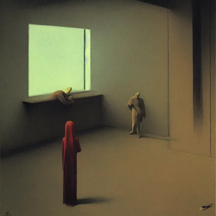 Image similar to i saw a ghost last night, science fiction, Edward Hopper and James Gilleard, Zdzislaw Beksinski, highly detailed