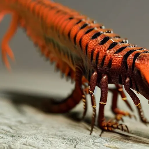 Prompt: a dinosaur that looks like a centipede