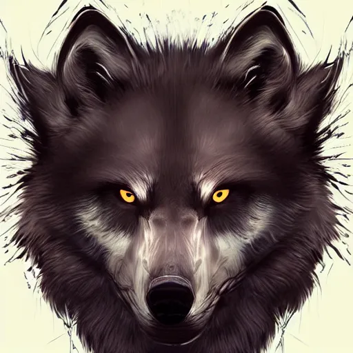 Image similar to alpha wolf head, scarred eye, head, digital art, highly detailed, artstation, digital art