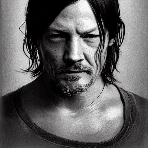 Prompt: amazing lifelike award winning pencil illustration of Norman Reedus (the walking dead) trending on art station artgerm Greg rutkowski alphonse mucha cinematic