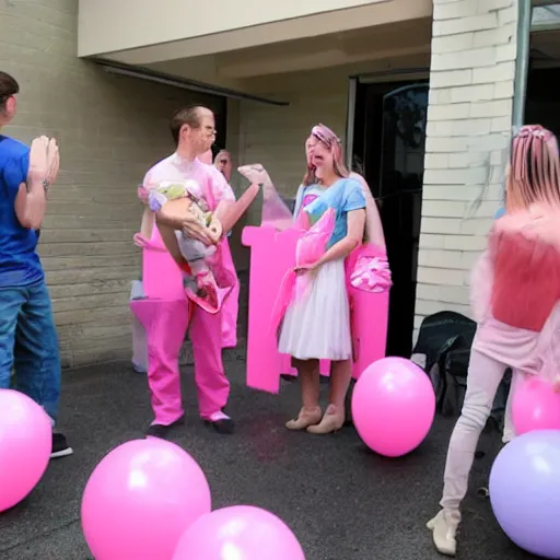 Image similar to gender reveal party at an abortion clinic