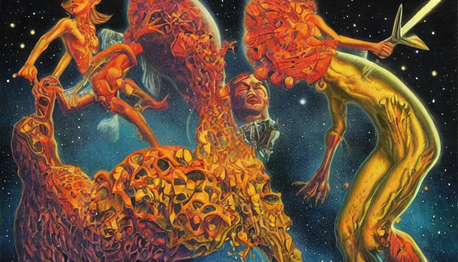 Prompt: artwork by Kelly Freas