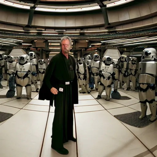 Prompt: brent spiner as a jedi master cinematic scene, wide angle, full body, 3 5 mm