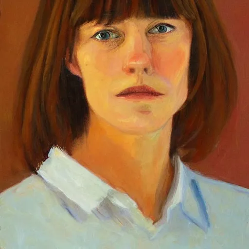 Image similar to a french and swedish woman with brown bangs, character portrait by jane freilicher, pinterest contest winner, regionalism, contest winner, academic art