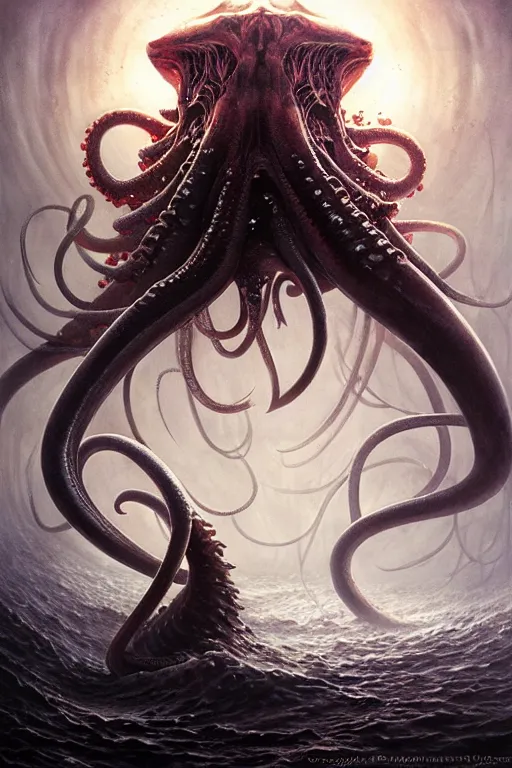 Image similar to giant squid by anna podedworna, ayami kojima, greg rutkowski, giger, maxim verehin