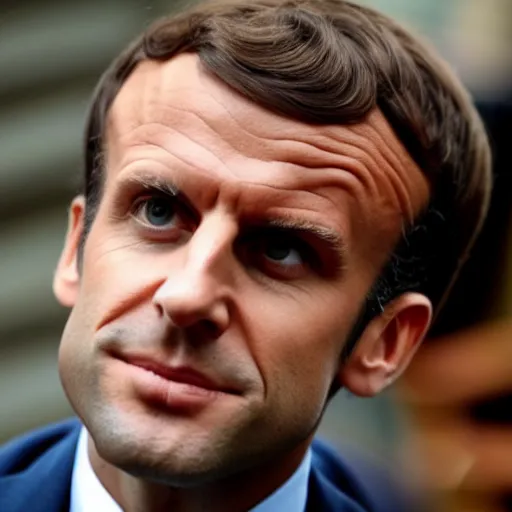 Prompt: Emmanuel Macron with scabs on the face, scabs, crust