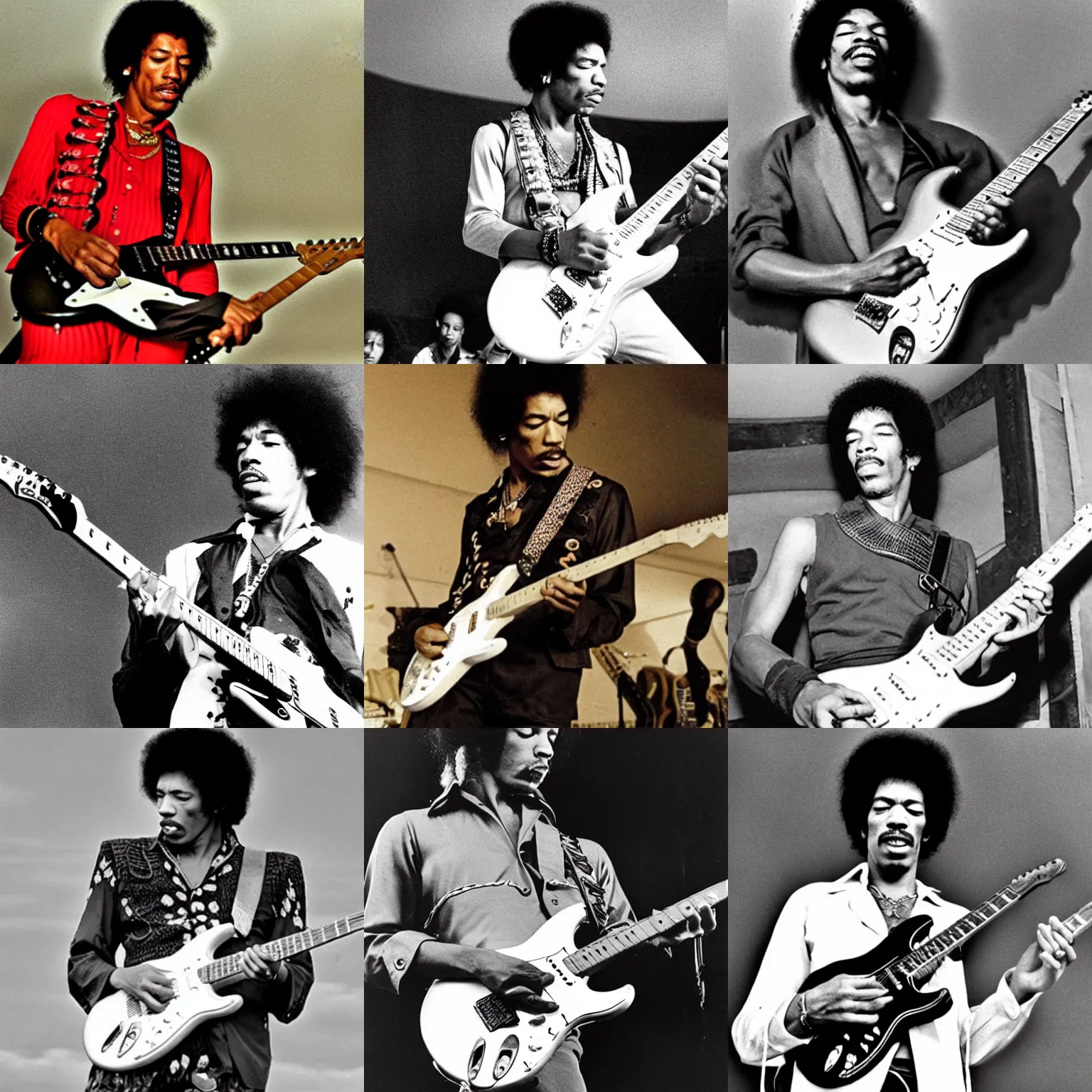 Prompt: jimi hendrix playing a stratocaster left - handed