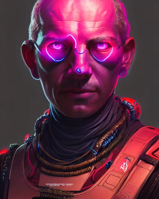 Prompt: programmer as an apex legends character digital illustration portrait design by, wayne barlowe detailed, gorgeous lighting, wide angle action dynamic portrait