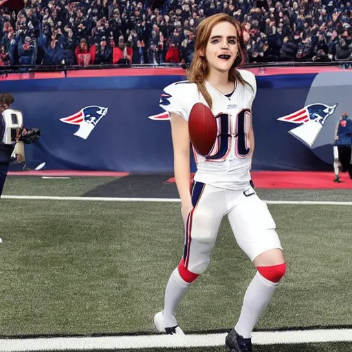 Image similar to emma watson in new england patriots football uniform