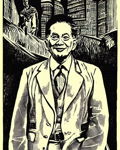 Image similar to Portrait of Uncle Aloysius, Snake Oil salesman, The Spirit of the Bull Run, corporate portrait art by Jack Kirby