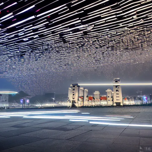 Image similar to concpet art of 2 0 7 7 years seoul, gwanghwamun, cyberfunk