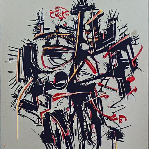 Image similar to arabic calligraphy, transylvanian folk art, in the style of graffiti, made by jean michel basquiat