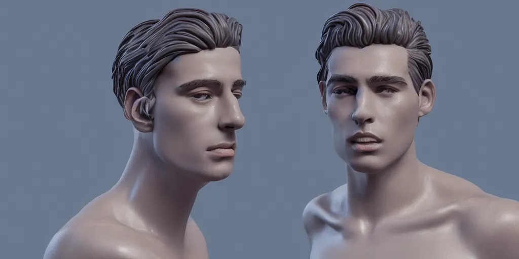 Image similar to a perfect porcelain bust of handsome young Spanish man with pipe cleaners coming out of the neck, 3D cinematic lighting, 90 degree spotlighting, photorealism, octane render, depth of field, 8k, 35mm, artgem, Trending on artstation