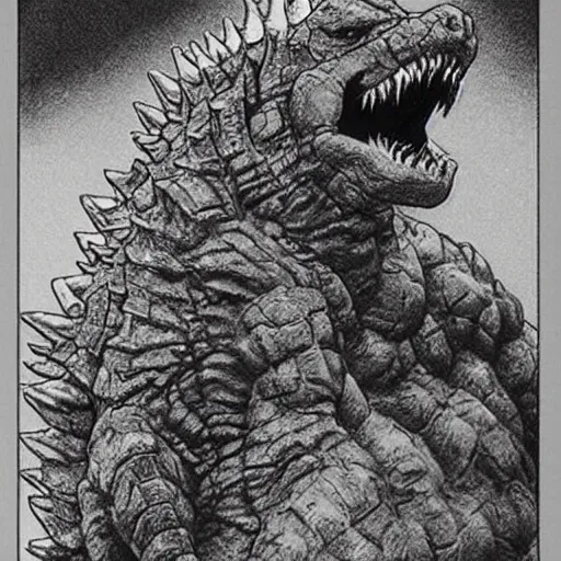 Image similar to godzilla drawn david mckean