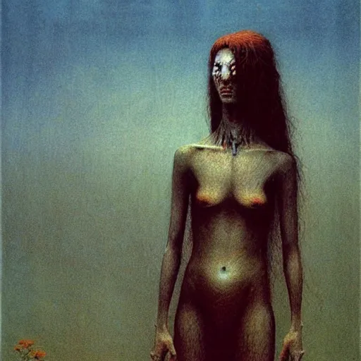 Image similar to female marthian by Beksinski