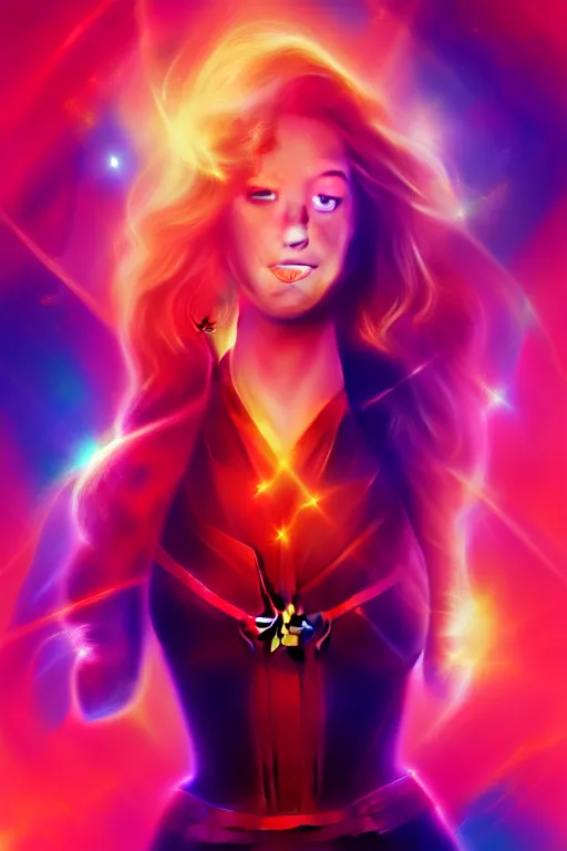 Image similar to Blake Lively as Captain Marvel high quality digital painting in the style of LIto, Junji