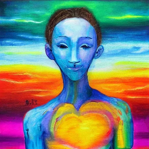 Prompt: colorful serenity depicted as human emotions