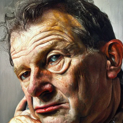 Image similar to high quality high detail painting by lucian freud, hd, portrait, dramatic lighting