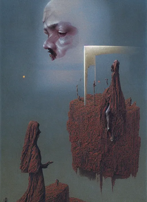 Image similar to critical instability by beksinski and salvadore dali