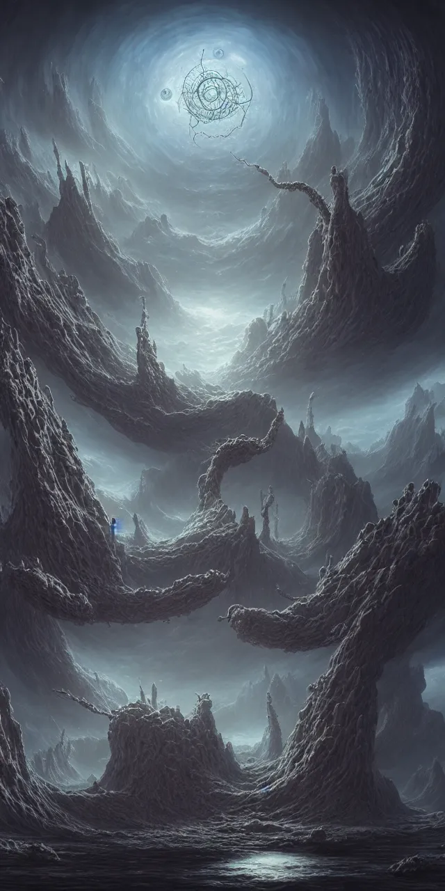 Image similar to matte painting, polycount, surrealism, surrealist, lovecraftian, cosmic horror, high detail