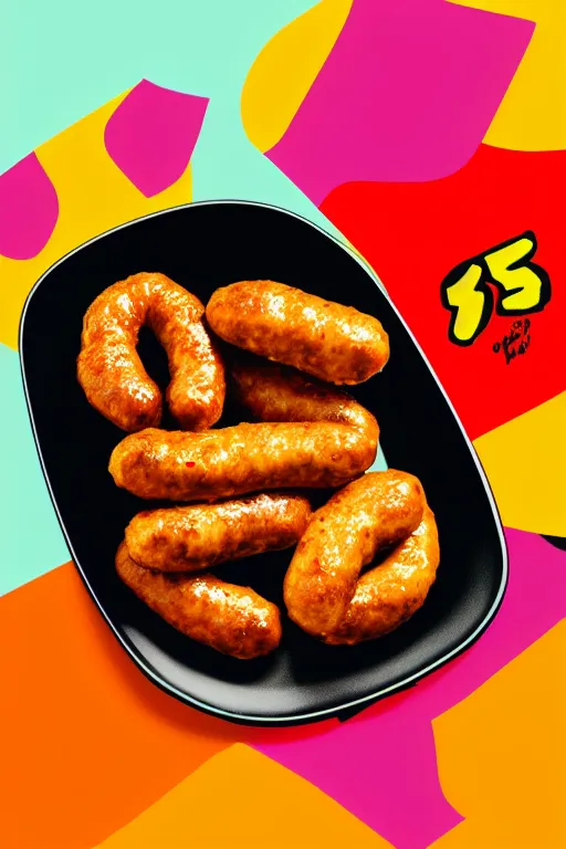 Prompt: nugget and sausage on plate, pop art, by mike swiderek, jorge lacera, ben lo, tyler west, ultrarealistic, sharp focus, rendered by unreal engine 3