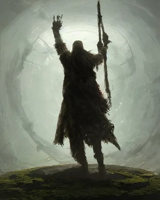 Image similar to a druid standing in a circle at the beginning of the world by ruan jia