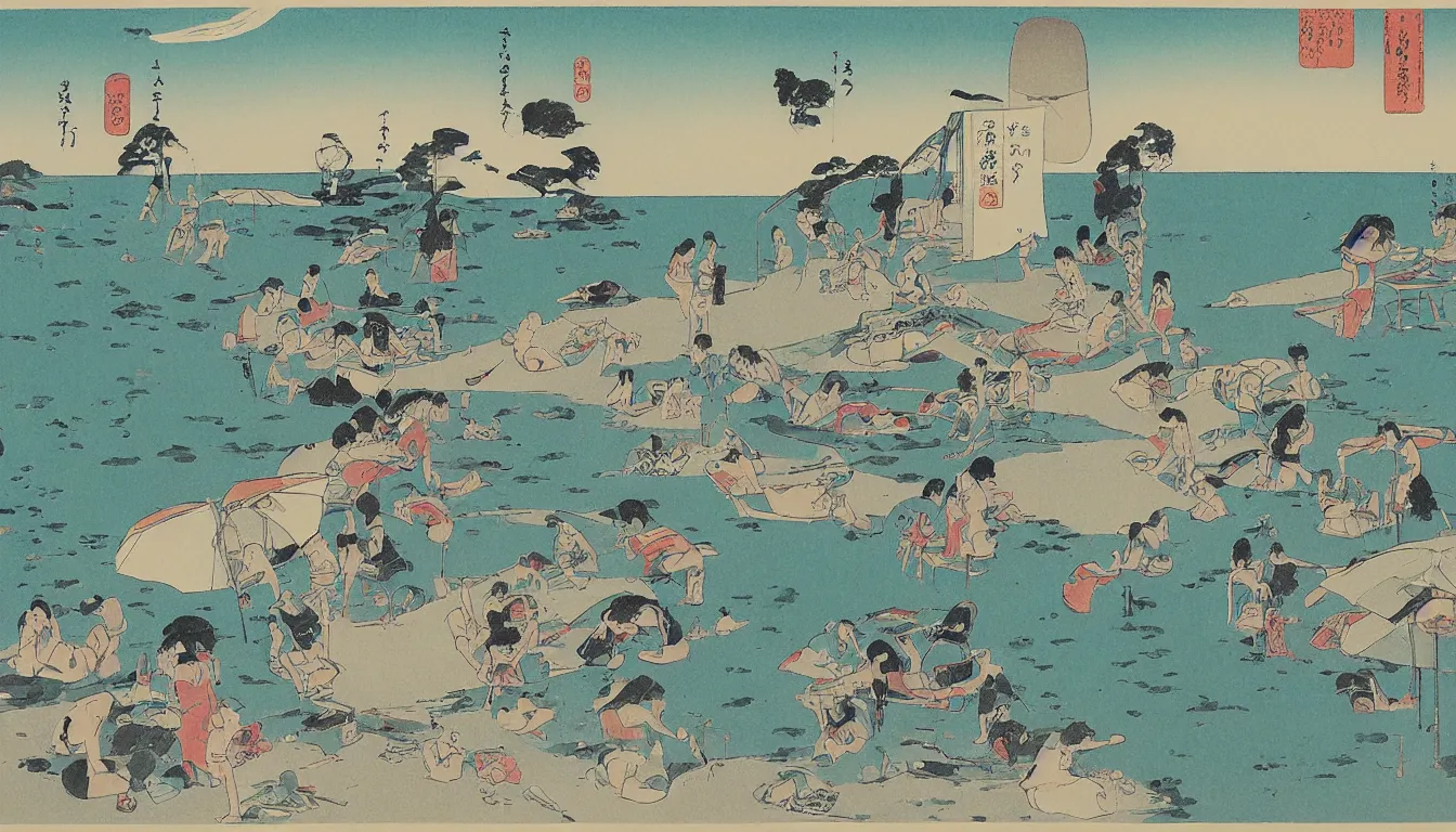 Image similar to beach, japanese illustration