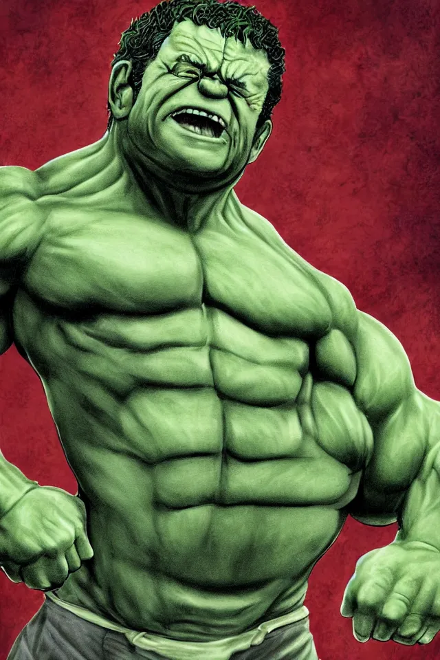 Image similar to a digital painting of president lula as the hulk