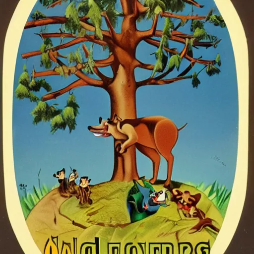 Image similar to 1940s disney film about talking forest animals super high detail