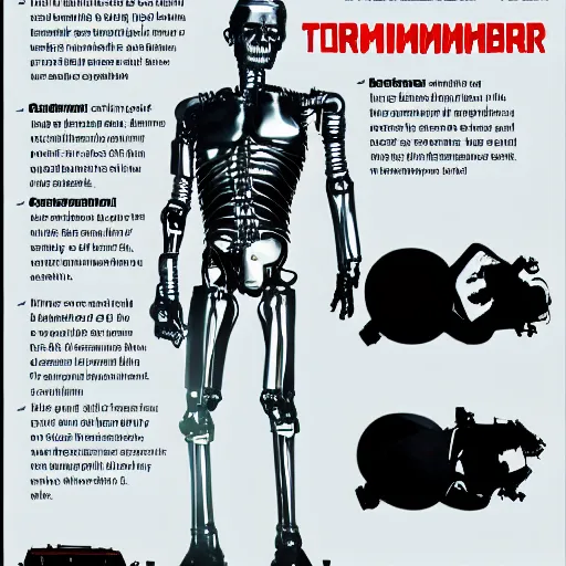 Image similar to infographic explaining the terminator ( 1 9 8 4 )