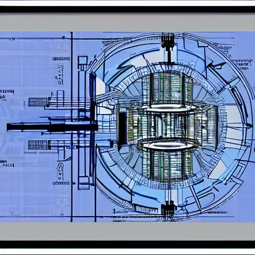 Image similar to blueprints for a fusion reactor