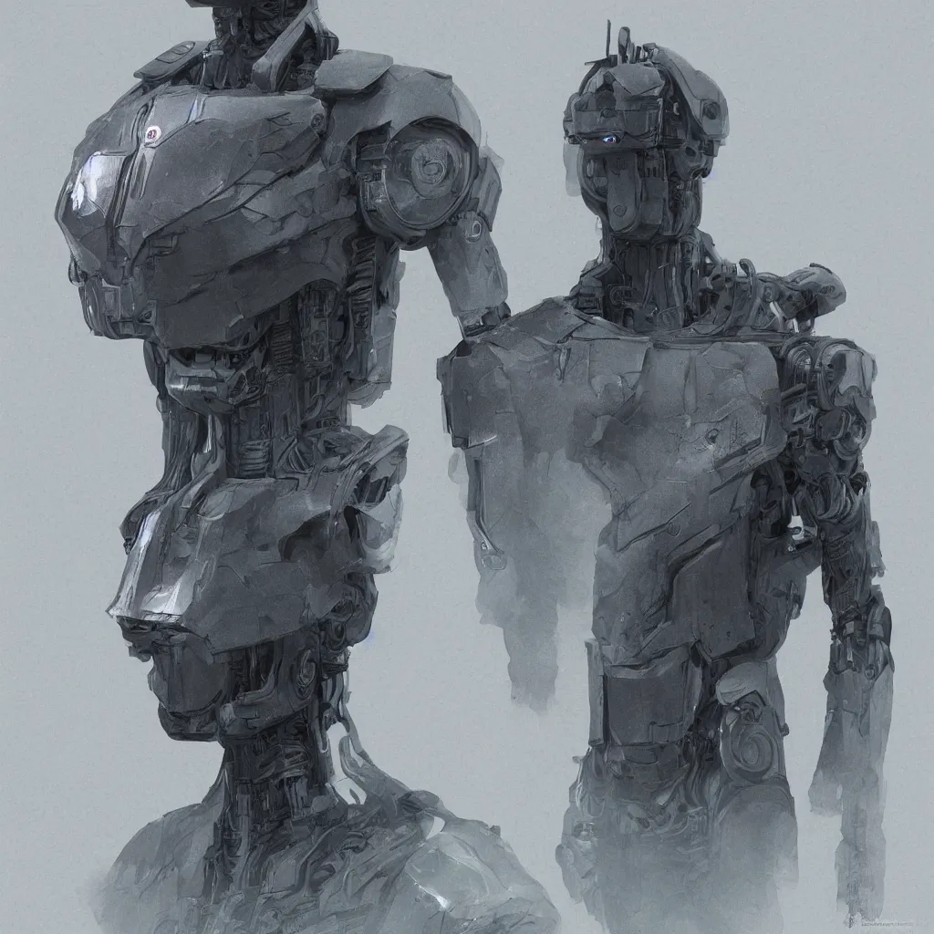 Image similar to one dark robot soldier character 3 d face model sci fi art, moebius, blade runner, photorealistic render