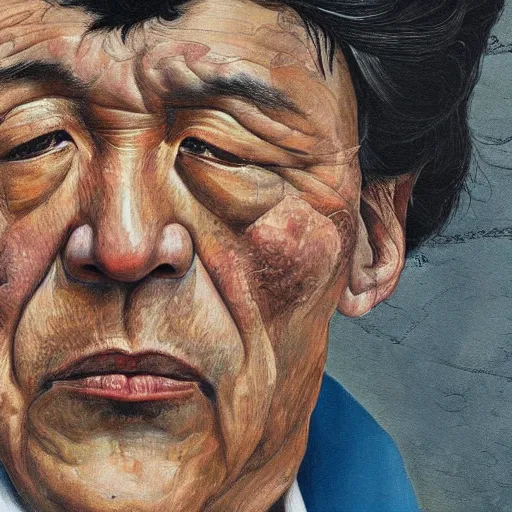 Image similar to high quality high detail painting by lucian freud, hd, portrait of tibetan leader