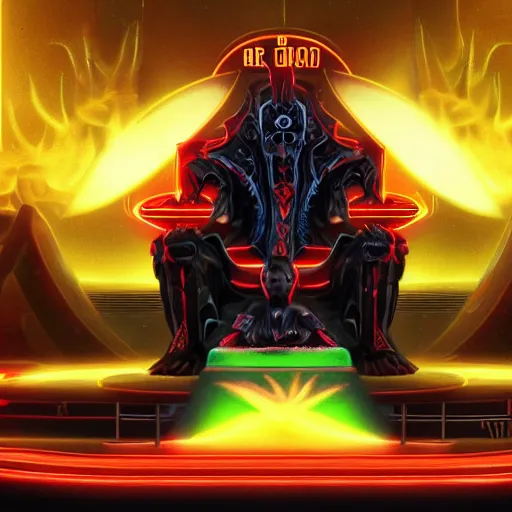 Prompt: dark god sit on the tron, night, death, fear 4 k