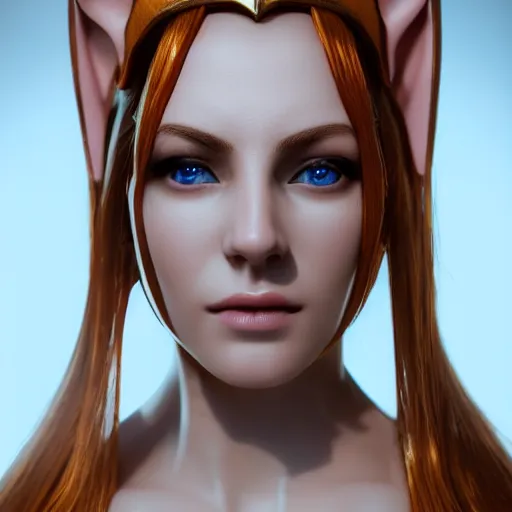 Image similar to portrait of a female high elf with tan skin, 3 d octane render trending on art station 8 k