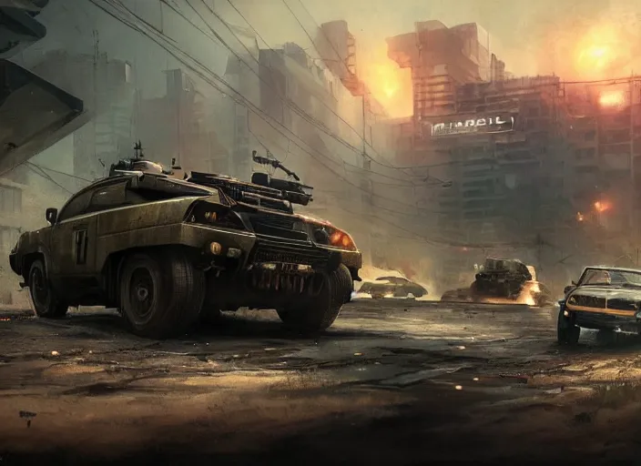 Prompt: A QUADRA TYPE-66 AVENGER car as a call of duty loading screen, intricate, dystopian, sci-fi, extremely detailed, digital painting, artstation, concept art, smooth, sharp focus, illustration, intimidating lighting, incredible art by artgerm and greg rutkowski and alphonse mucha and simon stalenhag